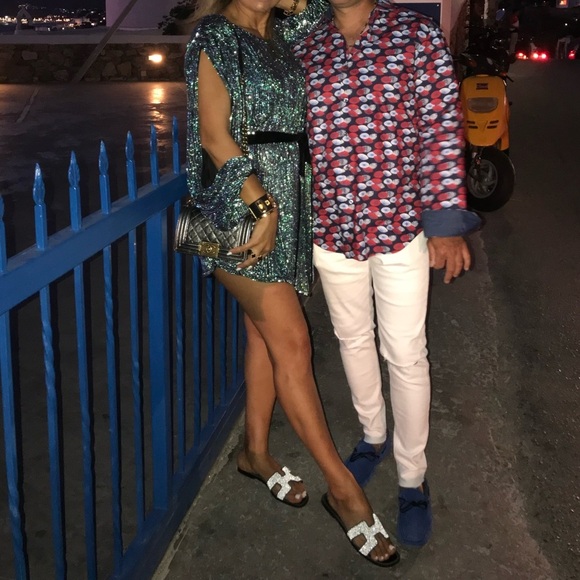 Retrofete Grace Dress – Metallic Turquoise Size S - Picture 13 of 14